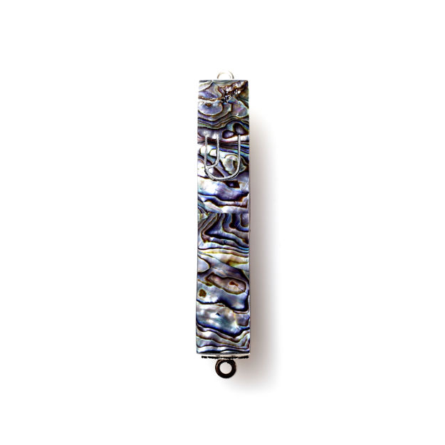 Picture of #HR-B041-A Genuine Abalone -  Sterling Silver Mezuzah case