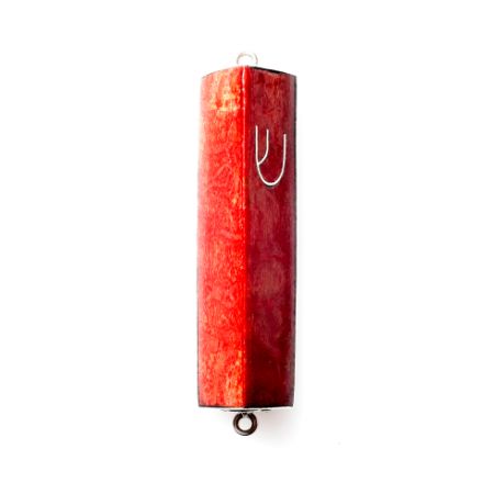 Picture of #HR-B533-C Red Coral Triangle and Sterling Silver Mezuzah Case