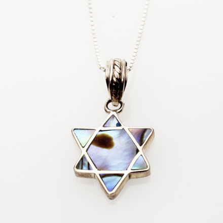 Picture of #B530-A Abalone and Sterling Silver Mini Star of David