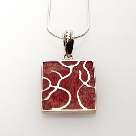 Picture of #B539-C Red Coral and Sterling Silver Tree of Life