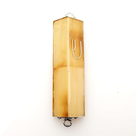 Picture of #HR-B533-GC Golden Conch Shell rectangular Sterling Silver Mezuzah Case
