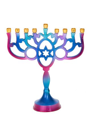 Picture of #252 Blue and Purple Metal Menorah