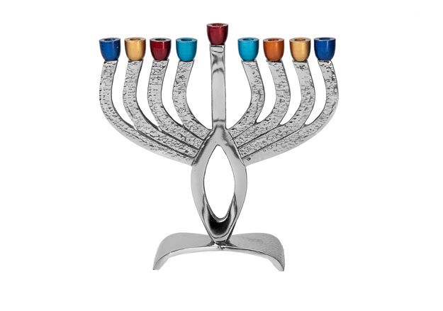 Picture of #212 Nickelplated menorah with colered cups