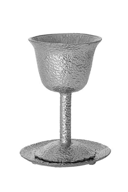Picture of #104-S Hammered Silver Metal Kiddush Cup