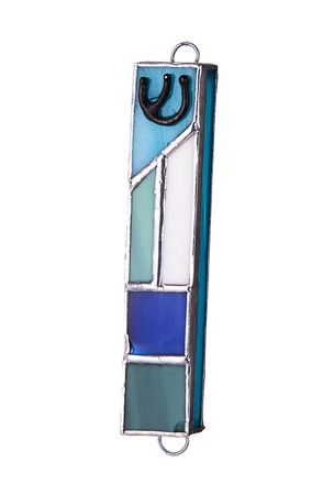 Picture of #C136 Stained Glass Blue  Mezuzah