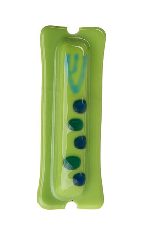 Picture of #C141 Glass Lime Green mezuzah with dots