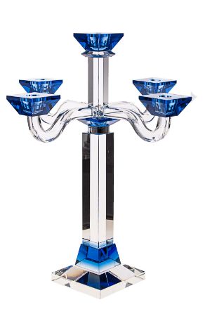 Picture of #16442-B Candelabra Crystal  5 Branches with blue accents