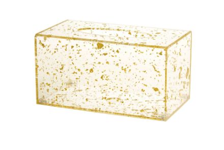 Picture of 1634-FG Tissue Box Lucite Gold Flakes