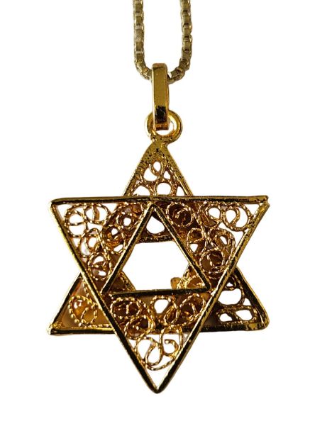 Picture of S784-G Golden Lace Star of David Hancrafted Filigree Star