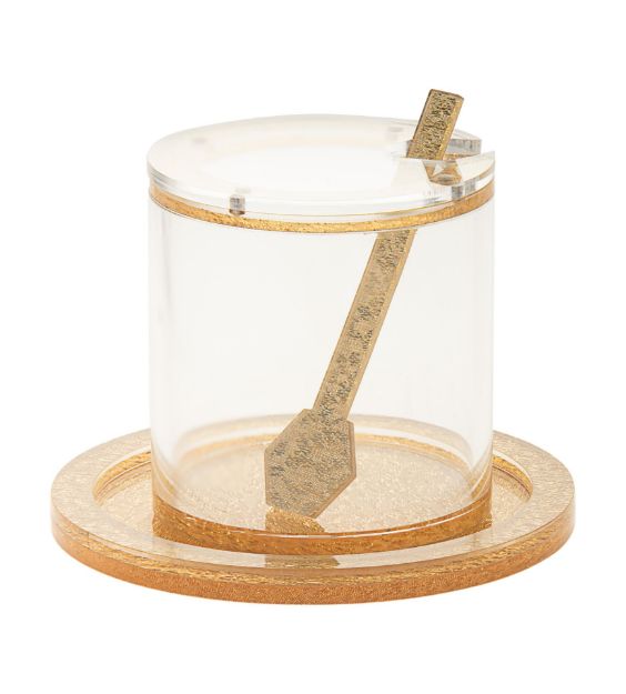 Picture of #481-G Honey Dish Lucite Gold with spoon disc