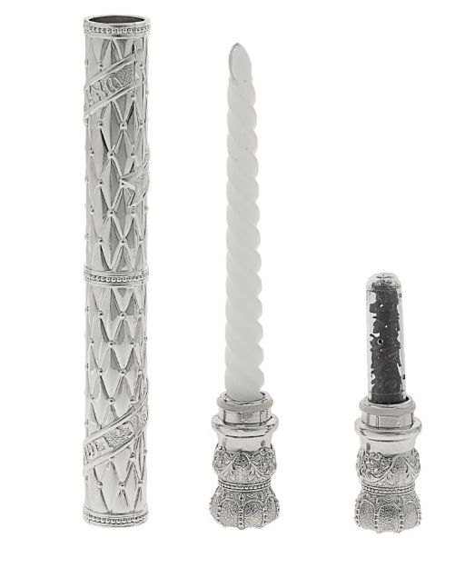Picture of #4221  Candle holder and Spice box Silver Plated  Out of Stock