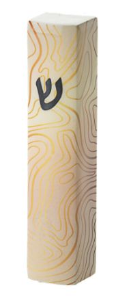 Picture of I108 Mezuzah  White and Gold Abstract