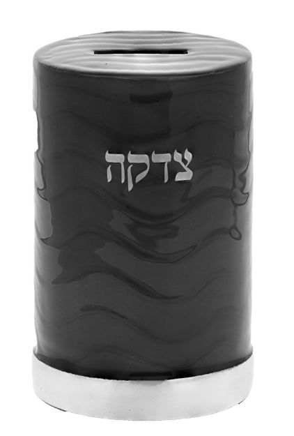 Picture of 275-GR Tzedakah Box Dark Grey Enamel 