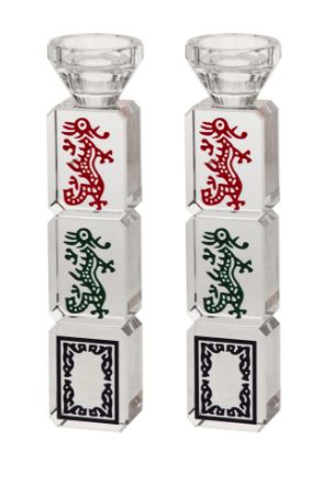 Picture of 423-M Mahjongg Candlesticks Crystal Medium size